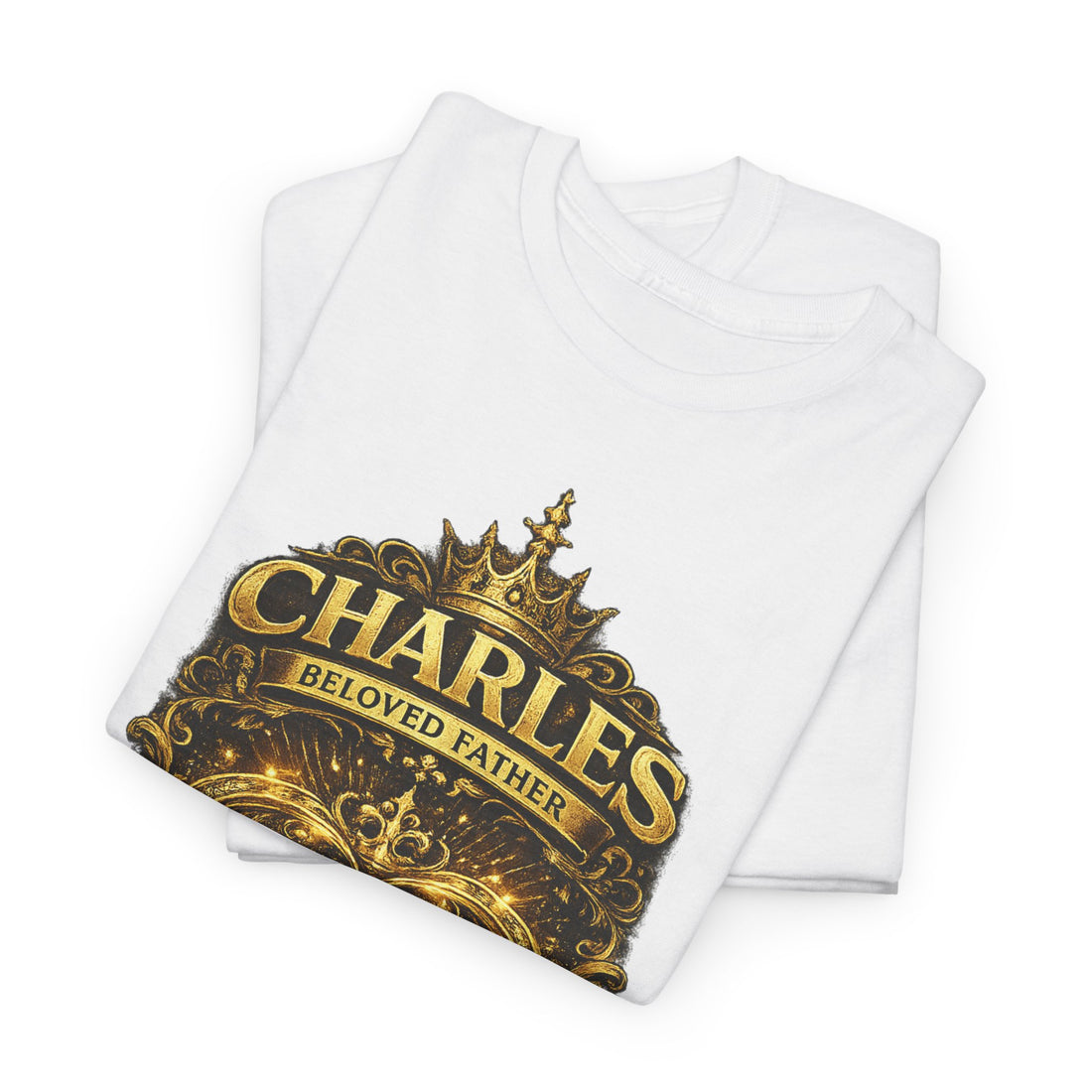 Father's Day Vintage Crest T-Shirt — "Beloved Father" Black Ornate Tee
